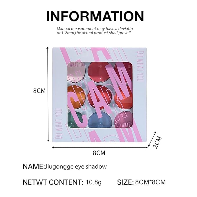 9-Color Bright Eyeshadow Palette – Vibrant Matte Rainbow Shades, Pink, Yellow, Green & Blue Tones, Long-Lasting, Waterproof, Blendable, Ideal for Party, Stage, or Trendy Everyday Makeup 03