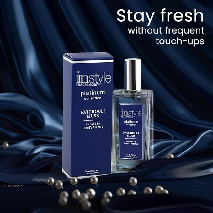 Instyle Fragrances, Platinum Collection, Patchouli Musk, Inspired by Creed's Aventus, Men’s Eau de Parfum, CLEAN, Vegan, Paraben-Free, Phthalate-Free, Never Tested on Animals, 3.4 Fluid Ounces
