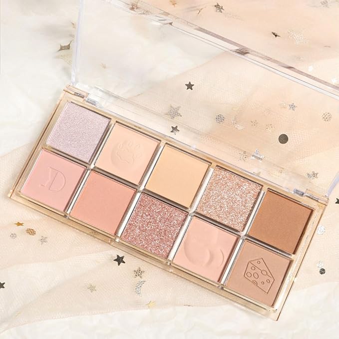 10Colors Nude Pink Rose Gold Colorful Eyeshadow Palette Makeup,Natural Neutral Eye Shadow,Naturing-Looking Long Lasting Waterproof Blendable Hypoallergenic Suitable for Beginners