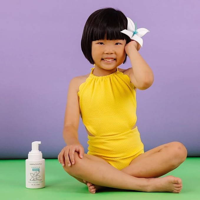 Dabble & Dollop Soothing Mini Bath Bombs & Vanilla Shampoo, Body Wash and Bubble Bath for Kids - All Natural, Resealable Pouch, Foaming Whip, Vegan, Gluten-Free, Cruelty-Free (Pack of 2)