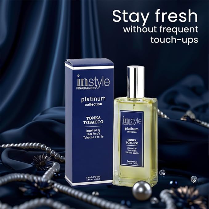 Instyle Fragrances, Platinum Collection, Tonka Tobacco, Inspired by Tom Ford's Tobacco Vanille, Unisex Eau de Parfum, CLEAN, Vegan, Paraben-Free, Never Tested on Animals, 3.4 Fluid Ounces