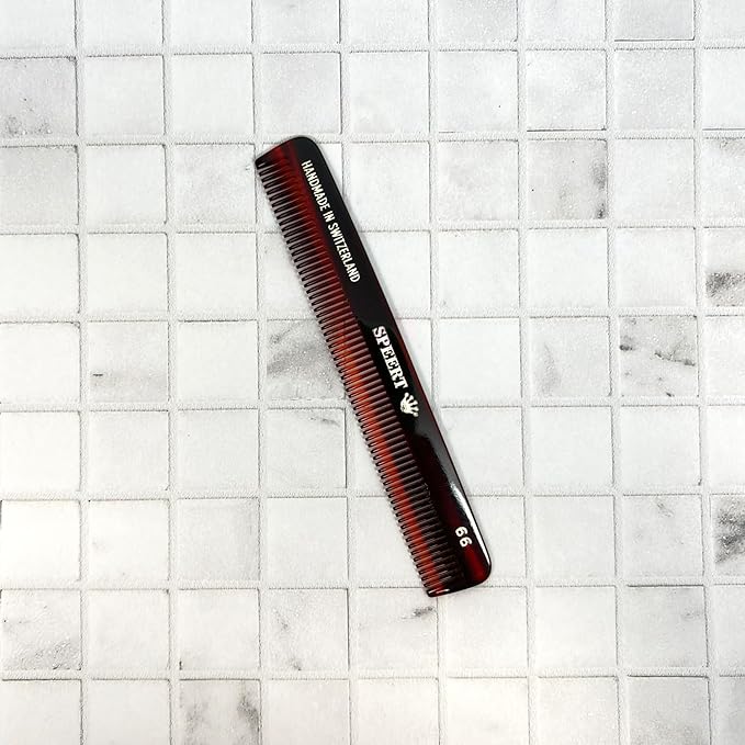 #66 Handmade Narrow Tooth Comb Tortoise Havana Acetate Fine Straight Thin Detangling Parting Grooming Teasing Hair Styling Hairdresser Barber Hairdressing Wet Dry Pocket Travel Women Men Kids