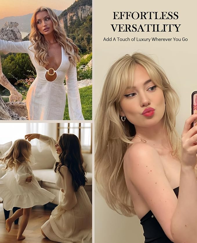 VINBAO Human Hair Extensions Clip in Hair Extensions Balayage Ash Brown to Caramel Blonde 14 Inch 100g 6pcs Remy Clip in Hair Straight Thick Natural Human Hair (#10/16/16, 14'')