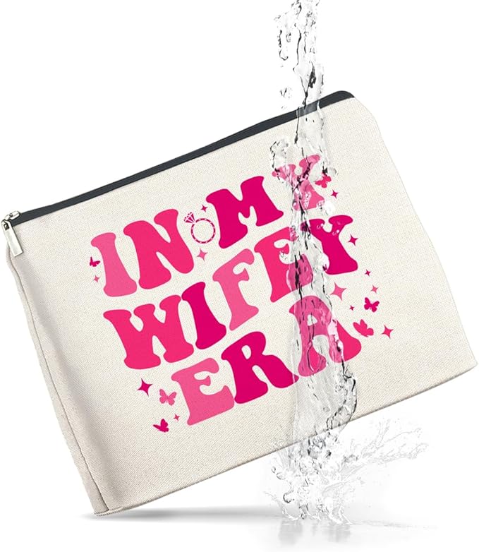 Wifey Makeup Bag Engagement Gifts for Women, Bridal Shower Wedding Bachelorette Party Gifts for Wife Bride, In My Wifey Era Cosmetic Bag Gift