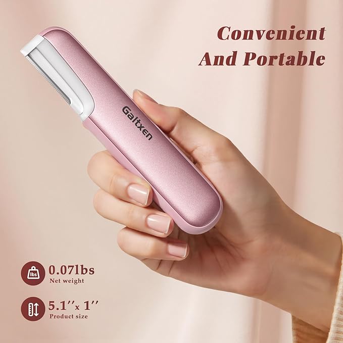 Dermaplaning Tool for Women Pink - Facial Exfoliation & Peach Fuzz Hair Removal with Rechargeable Sonic Edge Technology, 10 Refill Blades