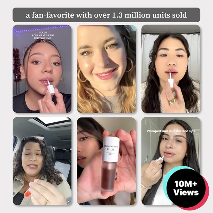 NOONI Korean Lip Oil - Applewine | Long-Lasting, Moisturizing, Plumping, Revitalizing for Dry Lips, Waterproof, No Peel Off, Hydrating, Nourishing Crystal Clear, 0.12 FL Oz