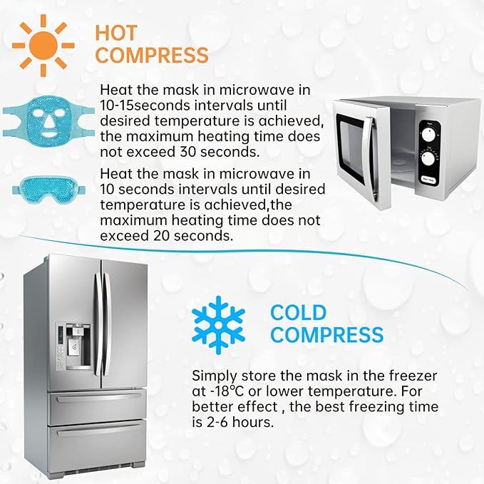 ZNÖCUETÖD Cooling Ice Face Eye Mask for Reducing Puffiness, Bags Under Eyes,Sinus,Redness,Pain Relief,Dark Circles, Migraine,Hot/Cold Pack with Soft Plush Backing (Blue(1* Eye Mask+1*Face Mask))