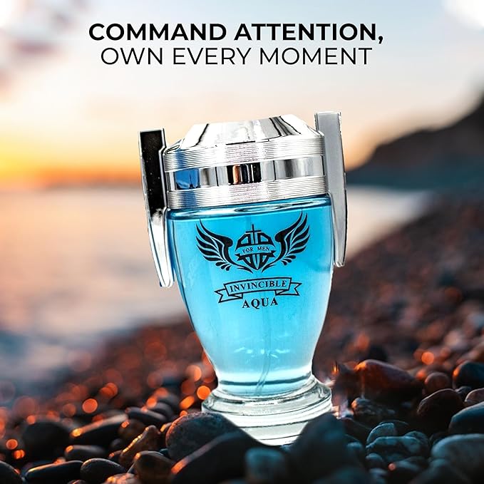 Invincible Aqua & Invincible Men's Cologne Eau de Parfum Gift Set - 3.4 Fl Oz Each | Citrus Spicy & Woody Ambergris Fragrance | Luxury Perfume for Day & Night