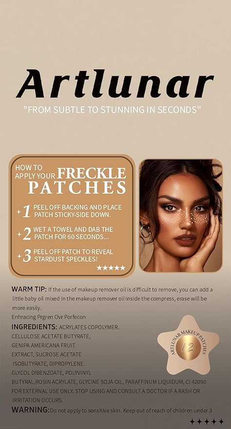 Artlunar 12Pcs Christmas Rose Gold Sparkle Makeup Patches - Body Glitter Stickers for Face and Body, Perfect for Festivals and Parties (Rose Gold),Christmas Makeup Gifts for Women and Girl.