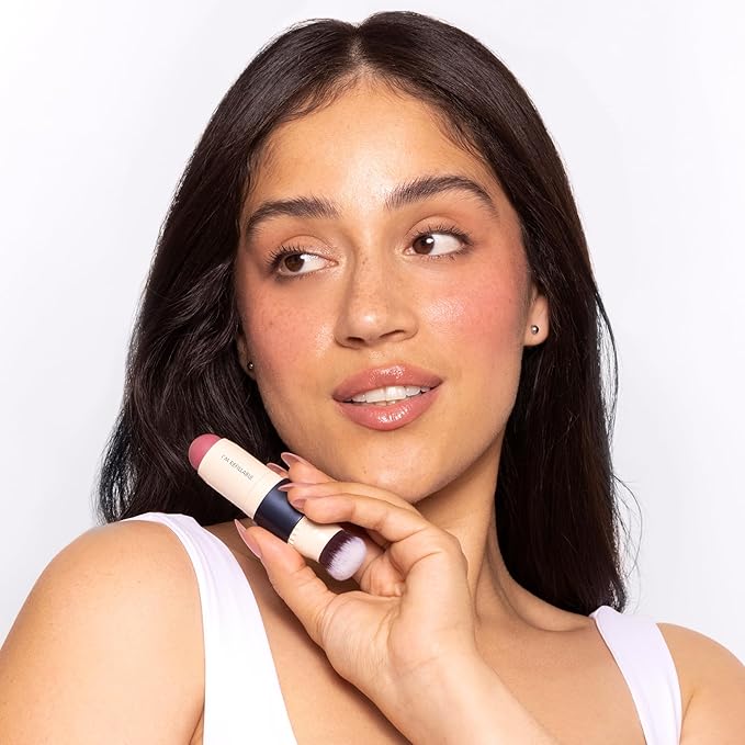 trestique Blush Stick, Vegan Blush Stick With Built-In Brush, Pink Blush Makeup For Women, Rose Makeup, 2-In-1 Creamy