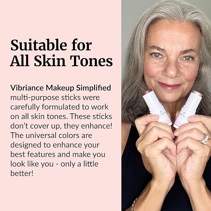 Vibriance Blush and Highlighter Bundle - Cream Blush Stick and Highlighter Stick - All-in-One for Cheeks, Lips, Eyes, Mature Skin - Makeup Simplified