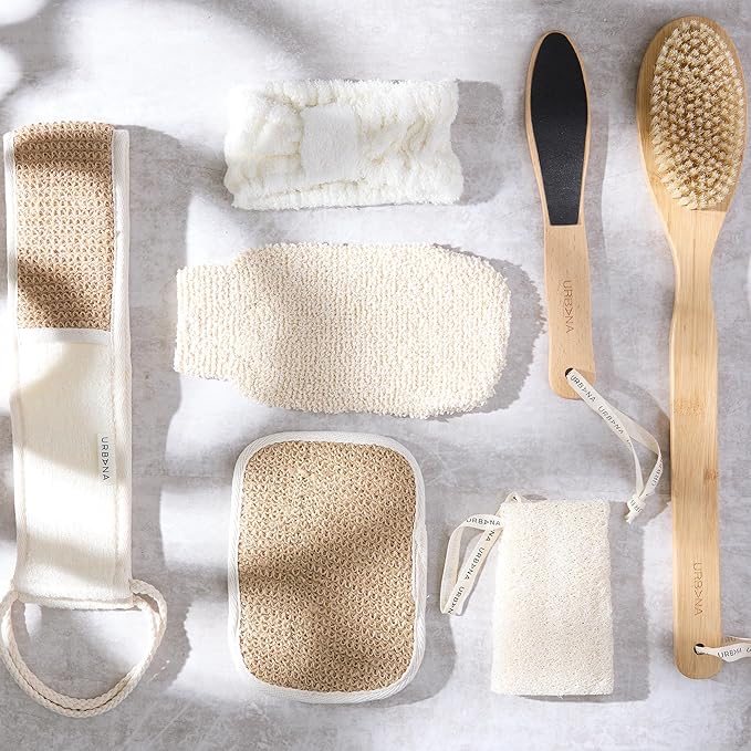 Urbana Spa Prive Boucle Bath & Shower Mitt, Exfoliating Gloves, Clean Healthy Skin