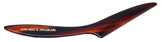 #1617 Handmade Narrow Tooth Mustache Beard Comb Small Tortoise Havana Acetate Thick Coarse Fine Short Pocket Sized Facial Hair Grooming Tangle Free Beard Straightener Growth Care Styling Wet