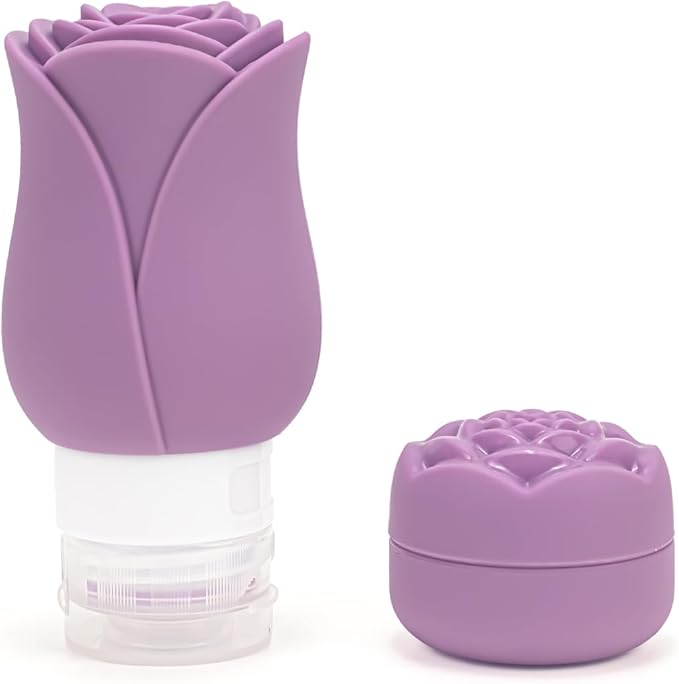 Travel Bottles for Toiletries 2 Pack, Leak Proof TSA Approved 3oz Travel Containers for Toiletries, Mini Travel Container Cream Jar, Refillable Travel Essential for Shampoo Lotion Body Wash Purple