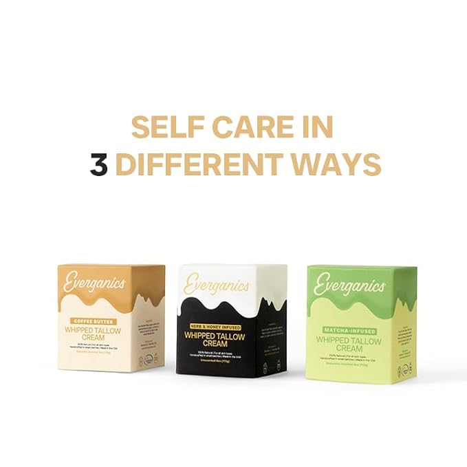 | Organic Coffee Butter Whipped Tallow Cream for Skin | Grass-Fed Beef Tallow Natural Moisturizer for Face & Body | Made in USA | 4 oz (Large Size)