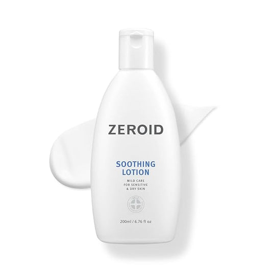 ZEROID | Soothing Lotion | Moisturizer for Sensitive Skin | Skin Barrier Repair | Face & Body Lotion for Soothing & Calming | Lotion for Extremely Dry Skin | Korean Skin Care | 6.76 fl oz (200ml)