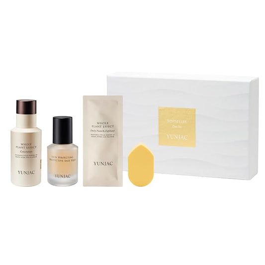 Glass Skin Prep Gift Set – Skincare & Makeup with Base Prep (0.84 fl oz), Concentrate Serum (1.35 fl oz), and Foam Exfoliant Samples (2g × 5ea) | Hydrating, Cleansing & Makeup-Ready Kit