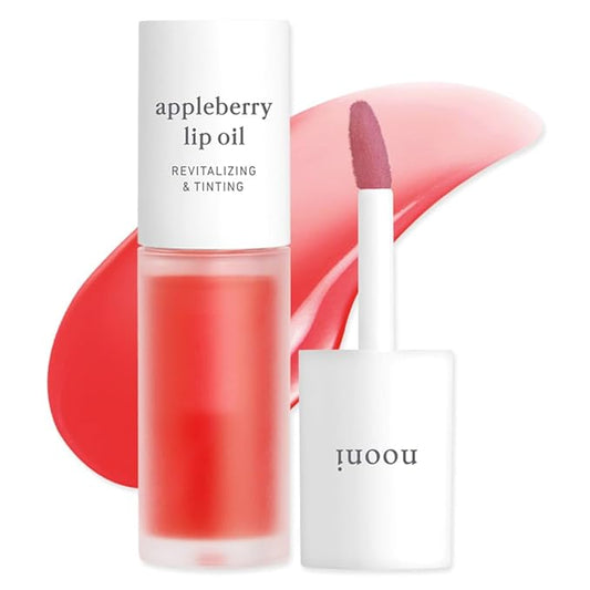 NOONI Korean Lip Oil - Appleberry | Long-Lasting, Moisturizing, Plumping, Revitalizing for Dry Lips, Waterproof, No Peel Off, Hydrating, Nourishing Crystal Clear, 0.12 FL Oz