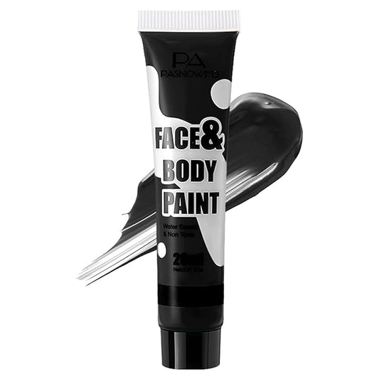 Black Face Body Paint - Professional Water-Based Non-Toxic Body Painting for Zombie Vampire Halloween SFX Cosplay, Full Coverage Washable Cream for Costume Party Theater Stage Performance