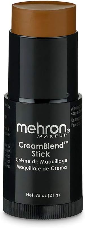 Mehron Makeup CreamBlend Stick | Face Paint, Body Paint, & Foundation Cream Makeup | Body Paint Stick Perfect for Halloween .75 oz (21 g) (Dark 1)