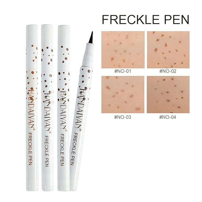 Freckle Pen 4 Colors Available, Natural Lifelike Freckle Makeup Pen, Waterproof Long Lasting Quick Dry - Light Brown, Natural Coffee, Chestnut, Dark Brown (2Pack) (3-Chestnut + 4-Dark Brown)