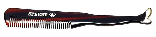 #1619 Handmade Wide Tooth Mustache Comb - Small Tortoise Havana Acetate, Coarse Hair Pocket Sized Grooming Tool, Tangle Free Straightener for Beard Growth and Styling, Wet or Dry Use