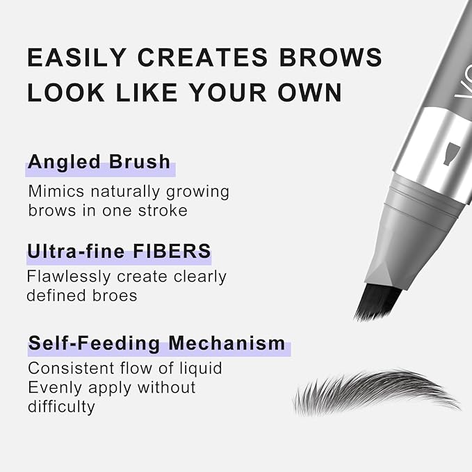Eyebrow Pen, Microblading Eyebrow Pencil, Multi-Tip Angled Brow Brush, Waterproof Eyebrow Pencils for Women, Long Lasting Eyebrow Dye with Hair-Like Strokes Brows, Soft Black