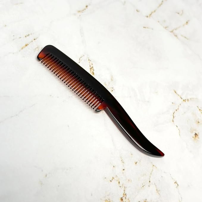 #88 Handmade Narrow Tooth Mustache Beard Comb Small Tortoise Havana Acetate Thick Coarse Fine Short Pocket Sized Facial Hair Grooming Tangle Free Beard Straightener Growth Care Styling Wet Comb