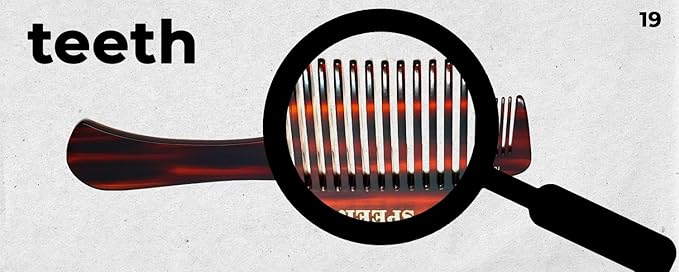 #19 Handmade Wide Tooth Rake Comb Tortoise Havana Acetate Large Handle Thick Coarse Curly Hair Detangling Parting Grooming Teasing Hair Styling Hairdresser Barber Hairdressing Wet Dry Pocket