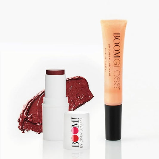 Vibrant Beauty Duo: Boomstick Color ™ Creamy Blush Stick and Lipstick & Boom Gloss ™ Moisturizing, Translucent Gloss - BOOM! by Cindy Joseph