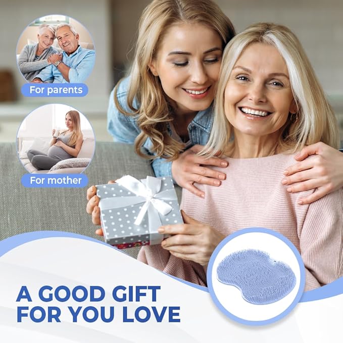 Shower Foot Scrubber Mat with Non-Slip Suction Cups, Foot Back Cleaning Pad Back Washer Exfoliating Bath Wash Pad, Non Slip Bathtub and Shower Mat with Suction Cups and Drain Holes