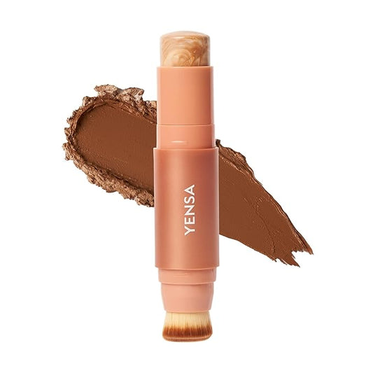 YENSA Super Serum Silk Tinted Foundation Stick - Full Coverage Skin Tint Stick Foundation - Enriched with Vitamin C, Bakuchiol & Ferulic Acid to Brighten & Even Skin Tone - Deep 1 (0.35 oz)