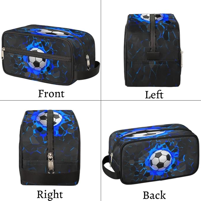 3D Soccer Hanging Toiletry Bag for Boy Men,Travel Cosmetic Bag,Waterproof Makeup Bag,Approved Hygiene Bag Shave Dopp Kit Organizer for Toiletries Shower Bathroom Carry-on Accessories Gifts