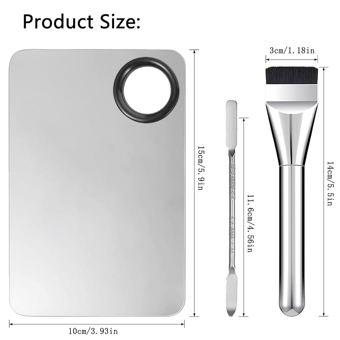 ‌Professional Makeup Palette Set with 2 Stainless Steel Mixing Trays, 6 Blending Sponges, 2 Dual-Ended Spatulas & 2 Brushes - Hygienic Cosmetic Artist Kit for Foundation/Concealer/Color Correcting