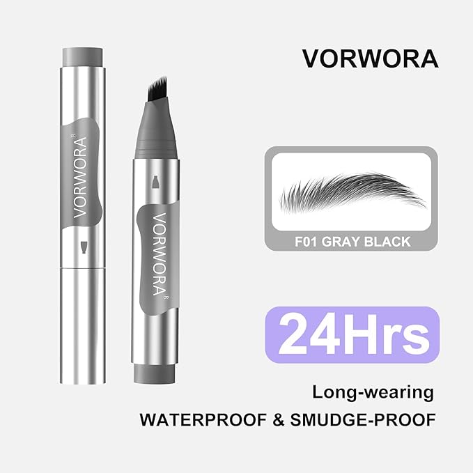 Eyebrow Pen, Microblading Eyebrow Pencil, Multi-Tip Angled Brow Brush, Waterproof Eyebrow Pencils for Women, Long Lasting Eyebrow Dye with Hair-Like Strokes Brows, Soft Black