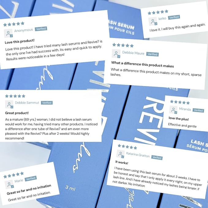 Original Revive7 Plus Revitalizing Lash Serum for Eyelash Thickness - Serum Brow Enhancer Eyebrow - Lash Enhanced Formula for Longer, Full and Thicker Natural Eyelash, Made in Canada (3 ml)