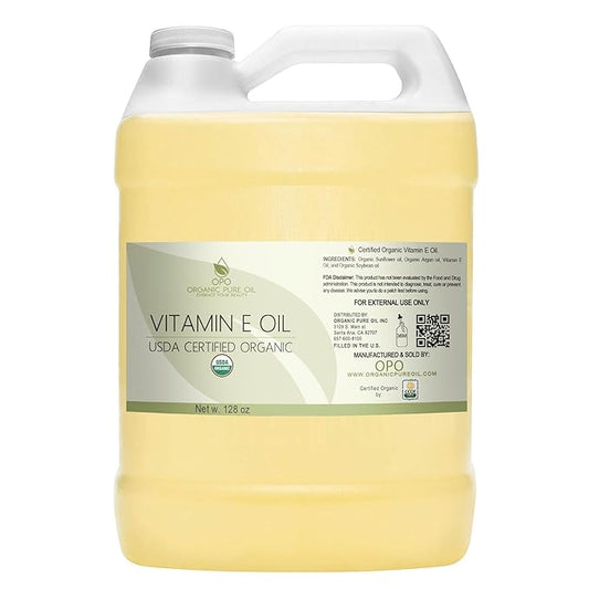 Vitamin E Oil - Organic, Natural Vegan Cruelty-(128 oz. / 1 Gallon), Free Bulk Extra Strength for Face Skin Hair Body Eyelashes Locs Nails - Antioxidant Moisturizer DIY Cream Lotion