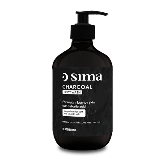 Sima - Charcoal Gentle Body Wash 500ml - With actrivated Charcoal and Salicylic acid. Ideal for sensitive skin. Free of Parabens and Dyes. Reduces acne and blackheads.