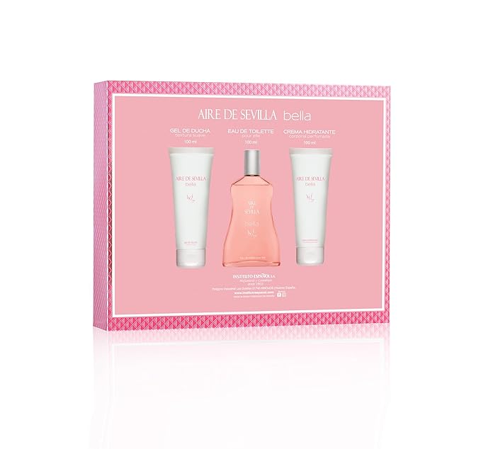 Instituto Español Aire de Sevilla Bella Gift Set for Women,Travel Size Eau de Toilette, Body Gel & Body Lotion (100 ml / 3.4 oz Each)