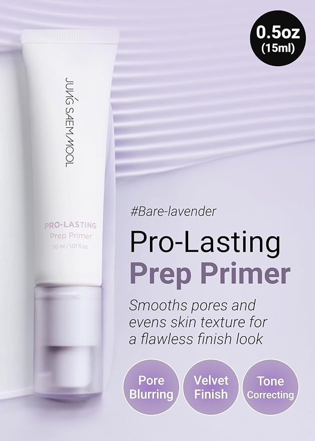 [JUNGSAEMMOOL OFFICIAL] Pro-Lasting Prep Primer #Bare-lavender | 15 ml / 0.50 fl.oz. | Hydrating, Pore-Blurring Korean Primer for face before makeup with Velvet Finish