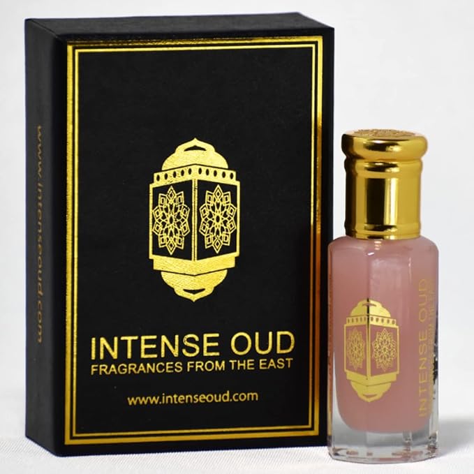 INTENSE OUD Pink Musk Arabian Perfume Oil for Men & Women, 12ml (0.40 oz) Alcohol-Free, Concentrated Fragrance with Violet & Vanilla Notes, Long-Lasting in Black Gift Box