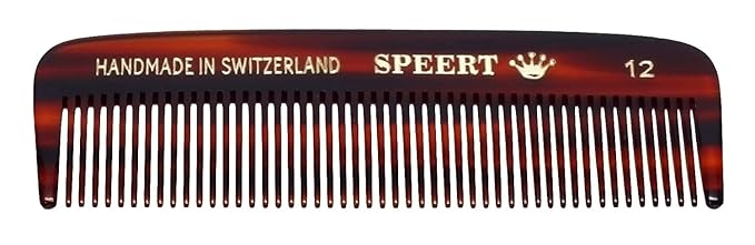 #12 Handmade Narrow Tooth Comb Tortoise Havana Acetate Fine Straight Thin Detangling Parting Grooming Teasing Hair Styling Hairdresser Barber Hairdressing Wet Dry Pocket Travel Women Men Kids