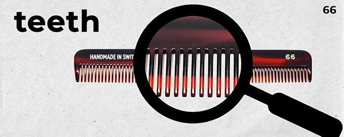 #66 Handmade Narrow Tooth Comb Tortoise Havana Acetate Fine Straight Thin Detangling Parting Grooming Teasing Hair Styling Hairdresser Barber Hairdressing Wet Dry Pocket Travel Women Men Kids