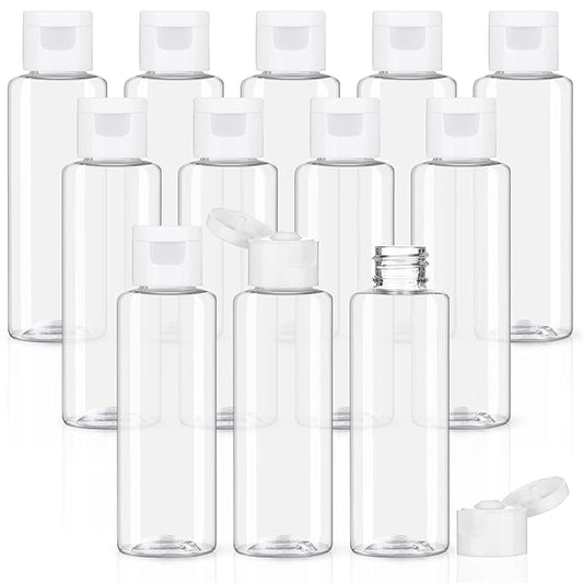 Zubebe 36 Pcs Plastic Travel Bottles with Disc Top Flip Cap Empty Refillable Squeeze Travel Containers for Shampoo Lotions Cream Toiletries Liquid Body Soap (Clear, 2 oz)