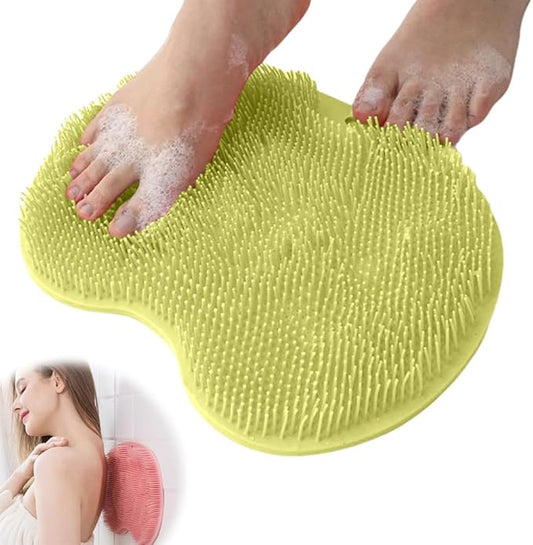 Shower Foot Scrubber Mat with Non-Slip Suction Cups, Foot Back Cleaning Pad Back Washer Exfoliating Bath Wash Pad, Non Slip Bathtub and Shower Mat with Suction Cups and Drain Holes