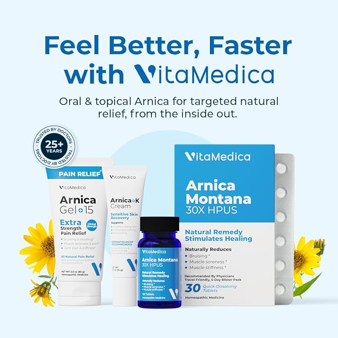 VitaMedica Arnica Cream - Arnica Montana + Vitamin K Oxide for Bruises - Sensitive Skin Formula - Undereye With Vitamin C - 2 Pack