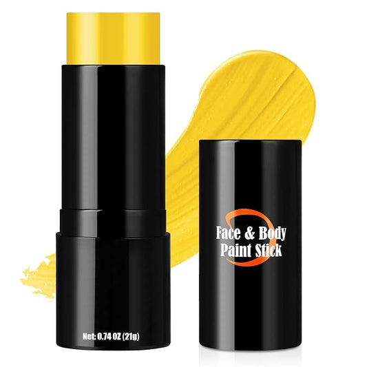 Yellow Face Body Paint Stick,Washable Yellow Eye Black Stick, Non-toxic Full-coverage Cream Face Paint for Halloween SFX Lion Tiger Minions Stage Cosplay Costume Party