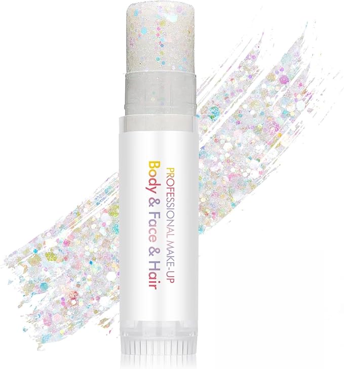 Rainbow Body Glitter Stick, Sparkling Neon Outfit Holographic Sequins Glitters for Eye Lip Hair Nails, Festival Rave Accessories Face and Body Glitter Gel Makeup