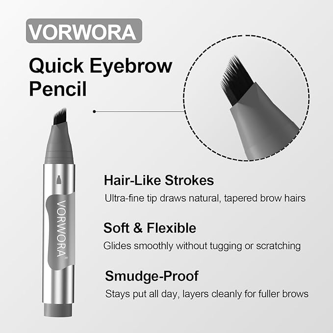Eyebrow Pen, Microblading Eyebrow Pencil, Multi-Tip Angled Brow Brush, Waterproof Eyebrow Pencils for Women, Long Lasting Eyebrow Dye with Hair-Like Strokes Brows, Soft Black