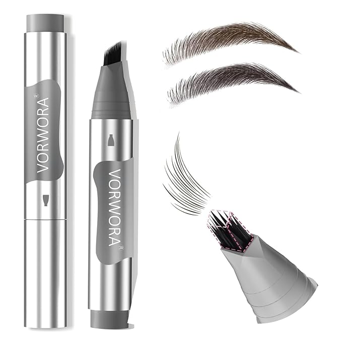 Eyebrow Pen, Microblading Eyebrow Pencil, Multi-Tip Angled Brow Brush, Waterproof Eyebrow Pencils for Women, Long Lasting Eyebrow Dye with Hair-Like Strokes Brows, Soft Black